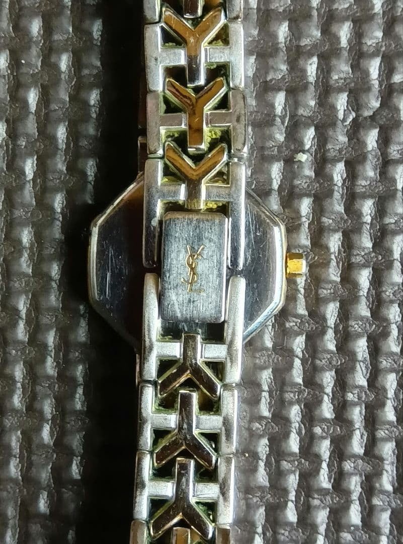 Yves Saint Laurent YSL Octagon Ladies Quartz Watch Gold Silver SS GP Japan VTG