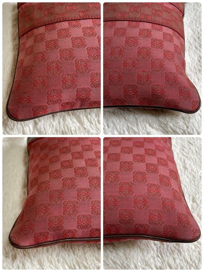 Loewe Repeat Anagram Shoulder Bag Canvas Leather Red Used From Japan