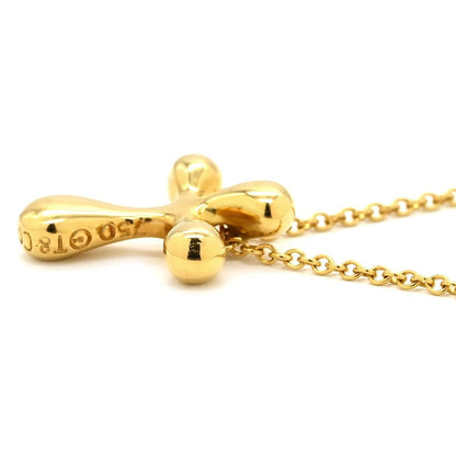 Auth Tiffany & Co 18K Yellow Gold Cross Pendant Necklace Elsa Peretti L 40.5cm