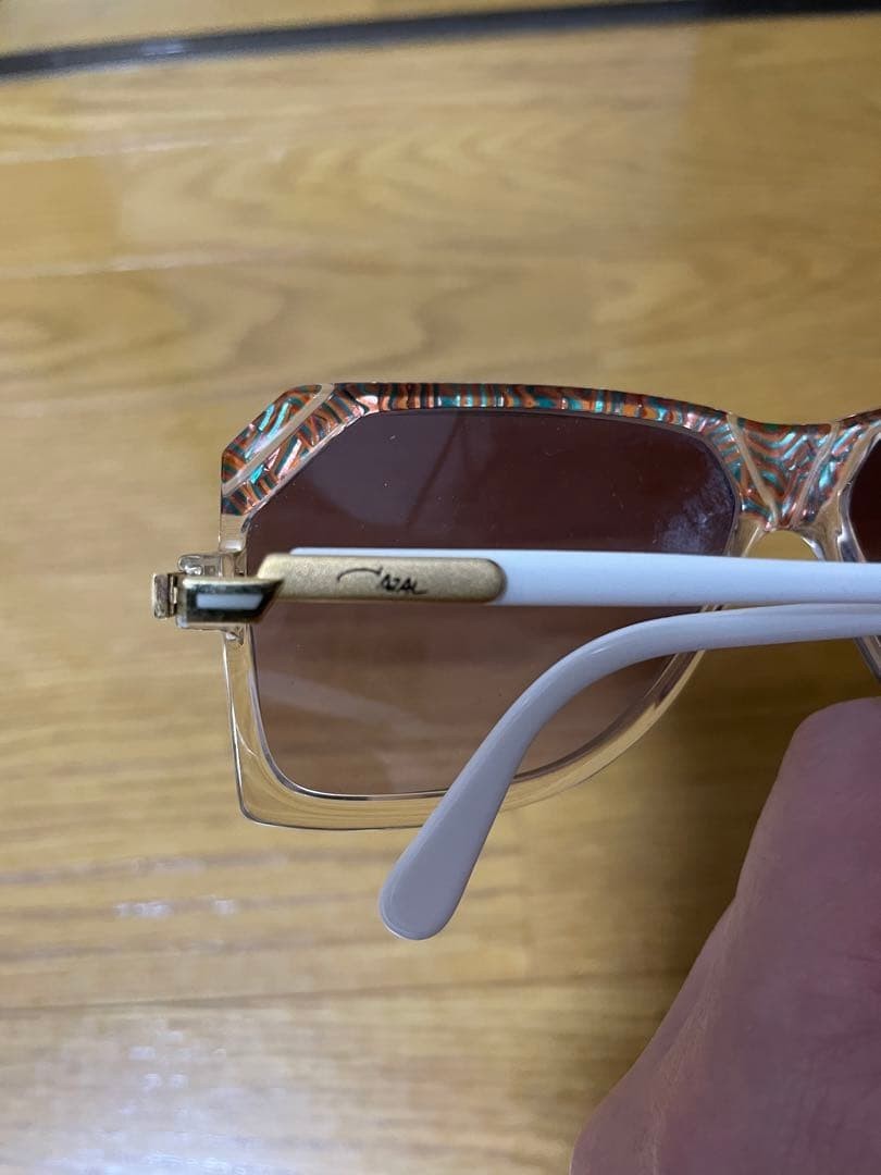 VINTAGE CAZAL Aviator Sunglasses 80s W GERMANY Clear Pink Rainbow Deadstock Case