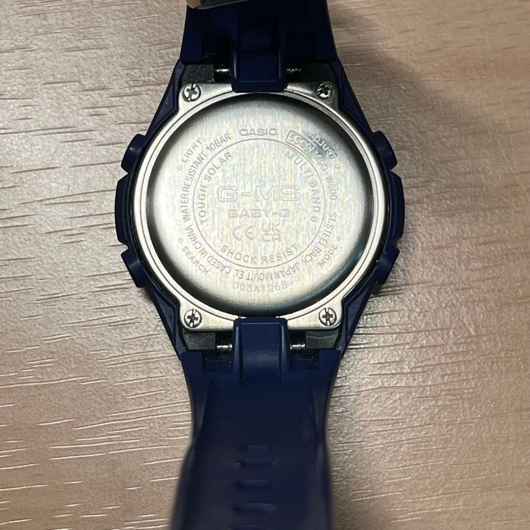CASIO BABY-G G-MS MSG-W600 Radio Solar Womens Watch Navy Silver Bezel Working