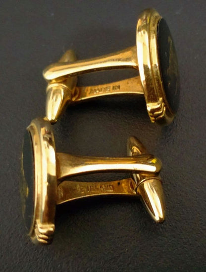 Burberrys Of London Burberry Authentic Vintage Cufflinks Used Gold Black Tone
