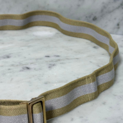 Gucci Gold Tone Buckle Elastic Belt Shelly Line Beige 90 cm 35.4" W 2.9 cm 1.1"