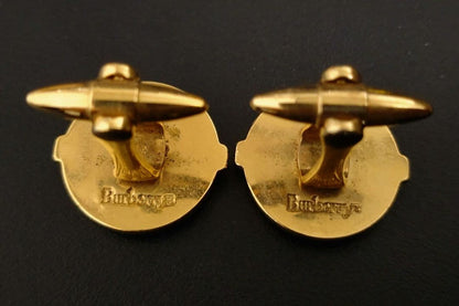Burberrys Of London Burberry Authentic Vintage Cufflinks Used Gold Black Tone