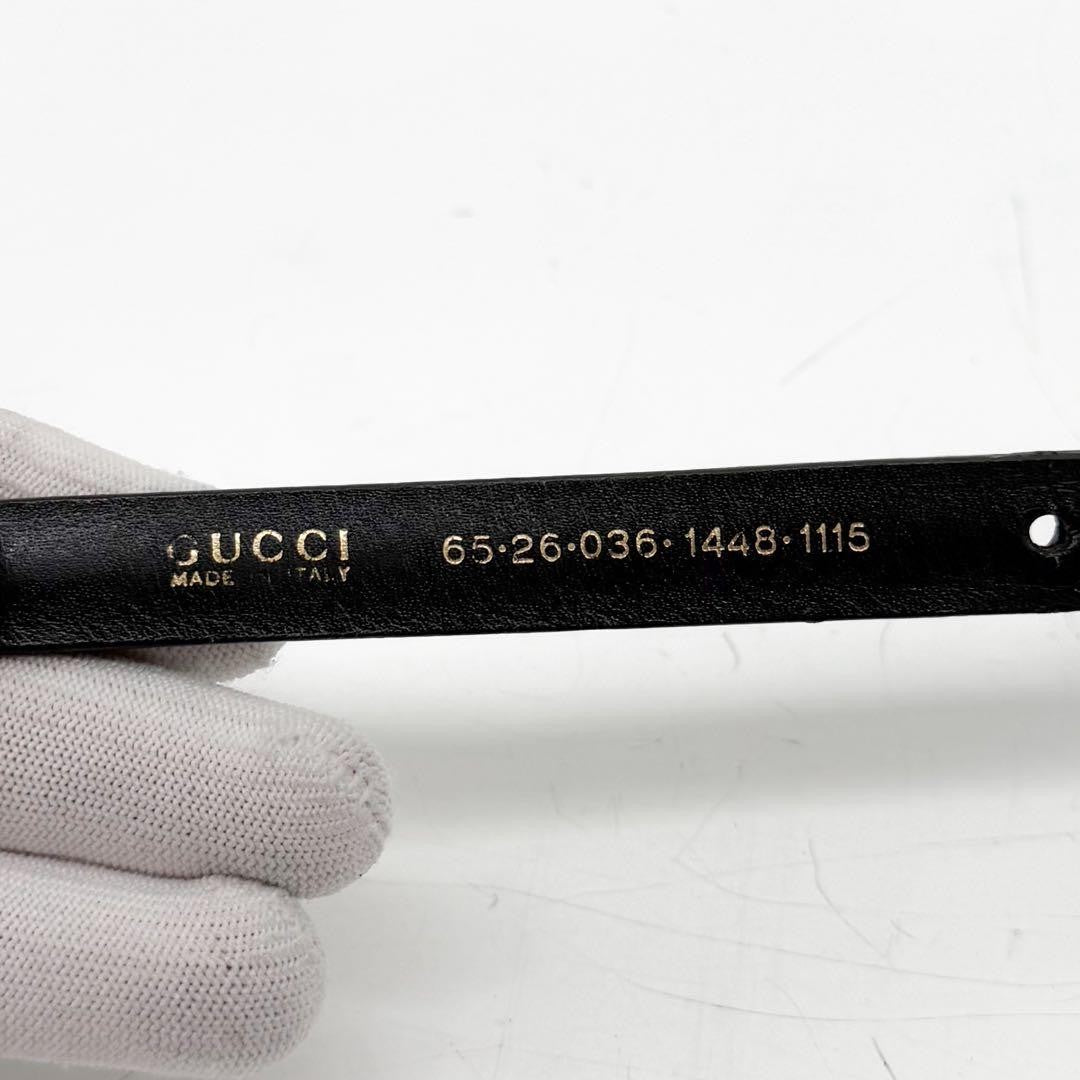 Vintage Gucci 96 AW Black Leather Gold Tone Buckle Belt 81cm 32in