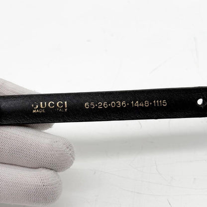 Vintage Gucci 96 AW Black Leather Gold Tone Buckle Belt 81cm 32in