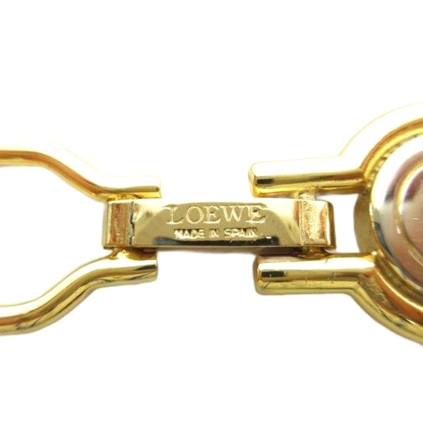 LOEWE Anagram Key Ring Chain Charm Gold Tone Metal Logo Keychain Made Spain