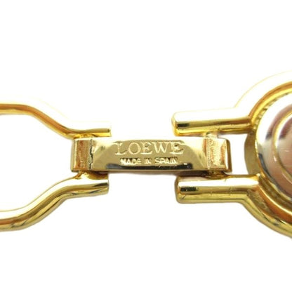 LOEWE Anagram Key Ring Chain Charm Gold Tone Metal Logo Keychain Made Spain