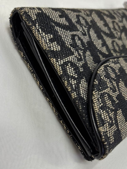 Christian Dior Saddle Trotter Oblique Long Wallet Canvas Leather D Charm W/Box