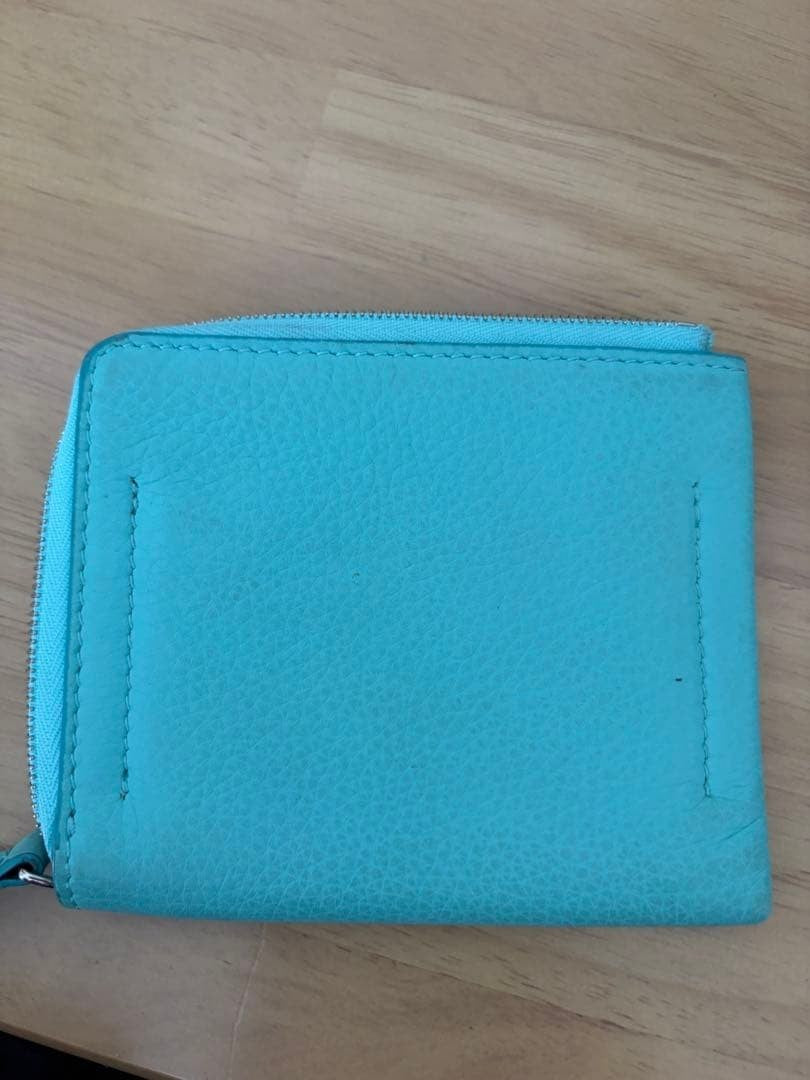 Tiffany & Co Blue Leather Zip Card Case Coin Wallet Used