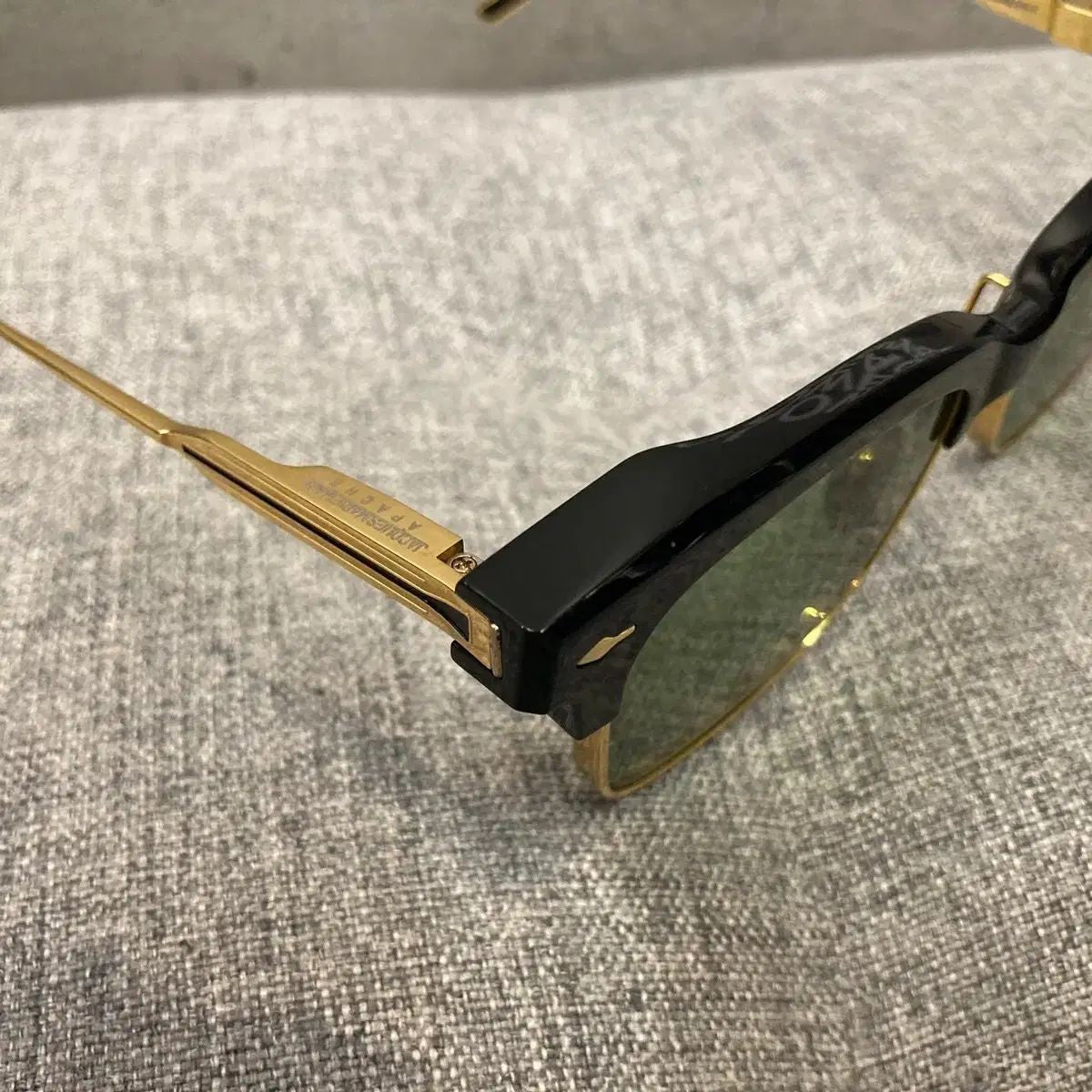 Auth Jacques Marie Mage Apache JMMAH01 Browline Sunglasses Used Gold Black Frame