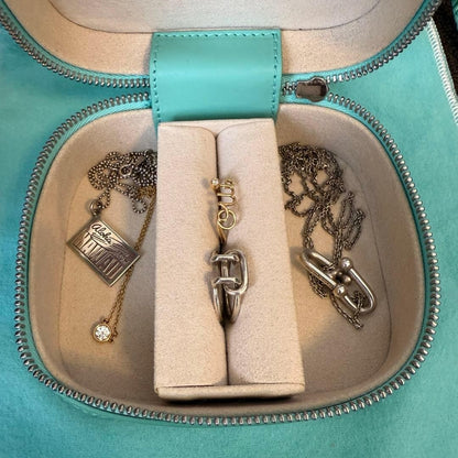 Tiffany & Co. Leather Mini Box Travel Accessory Storage Case Used Japan Rare