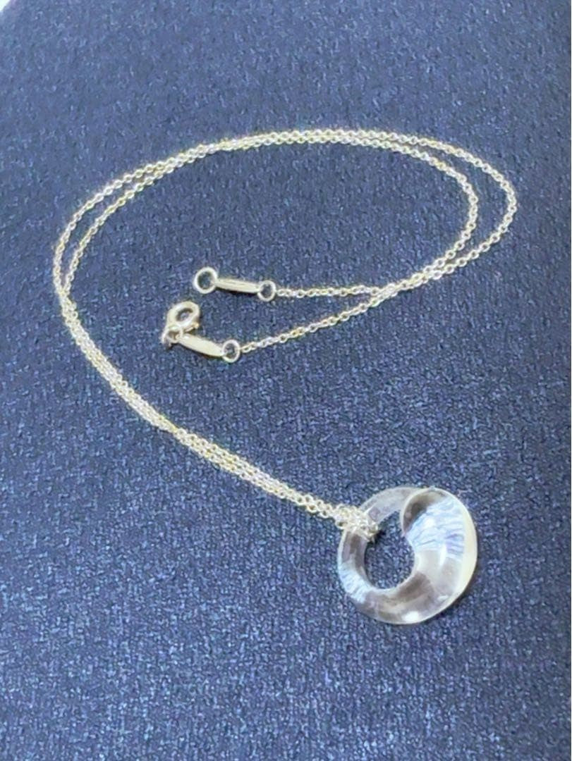 Tiffany&Co. Auth Elsa Peretti Eternal Circle Crystal PT950 Platinum Necklace