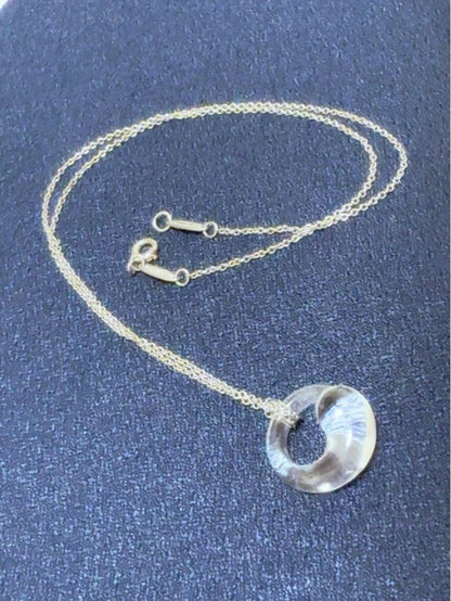Tiffany&Co. Auth Elsa Peretti Eternal Circle Crystal PT950 Platinum Necklace