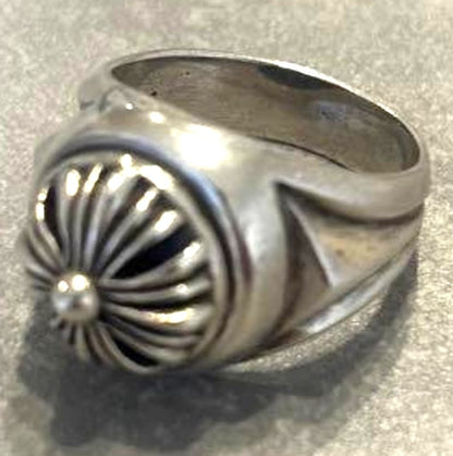 A&G Sterling Silver 925 Flower Concho Pattern Ring Size US 10-10.5 Used VTG