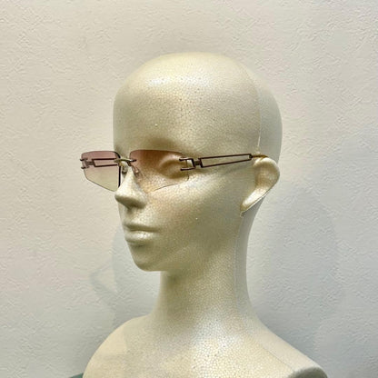 Alexander McQueen Authentic 42-0030 VTG Rimless Sunglasses Matte Brown Frame