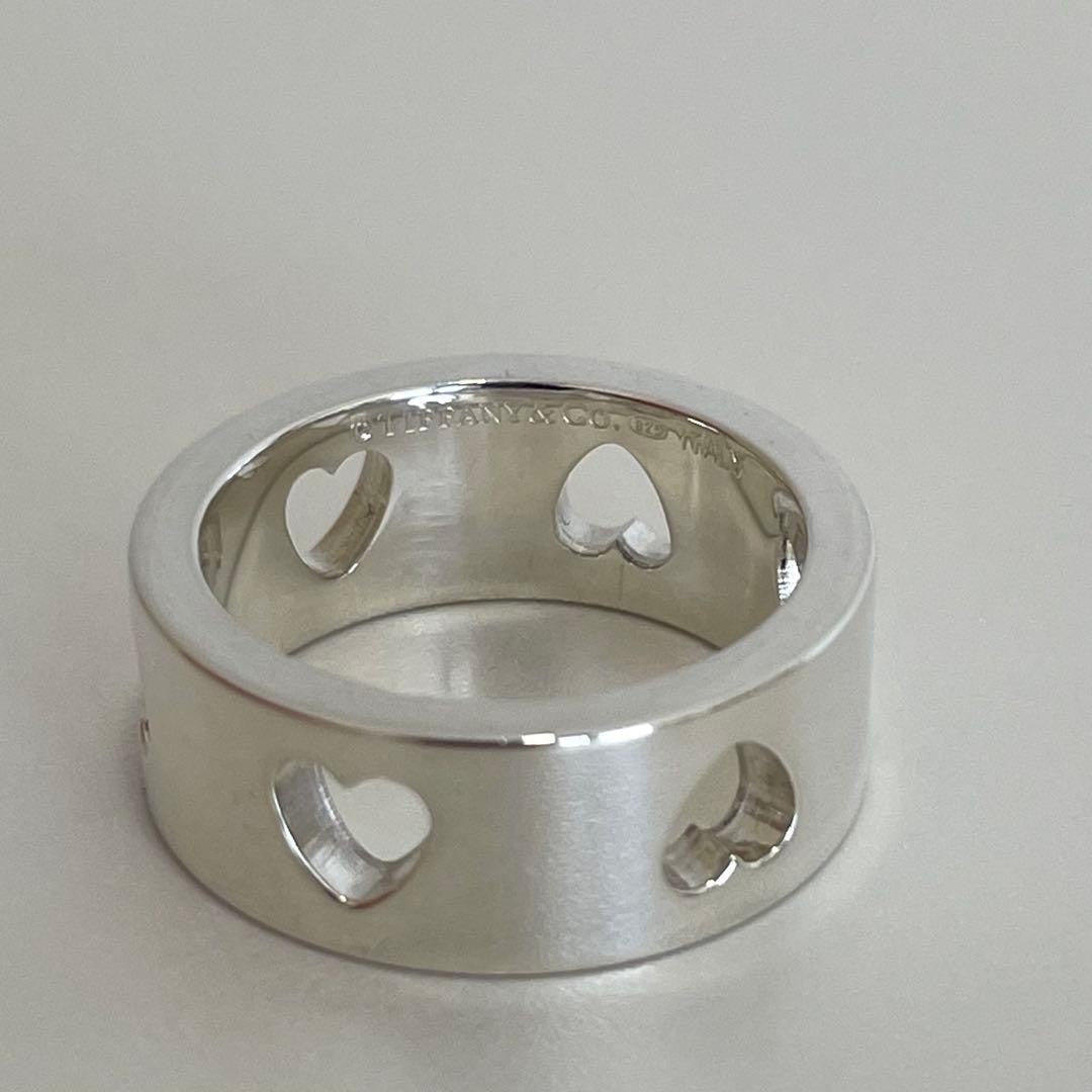 Tiffany & Co Sterling Silver 925 Heart Stencil Cutout Ring Size 53 US 6.5 Rare