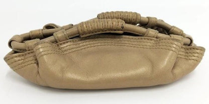 LOEWE Nappa Aire Coin Purse Pouch Beige Leather Braided Handle Bag Used