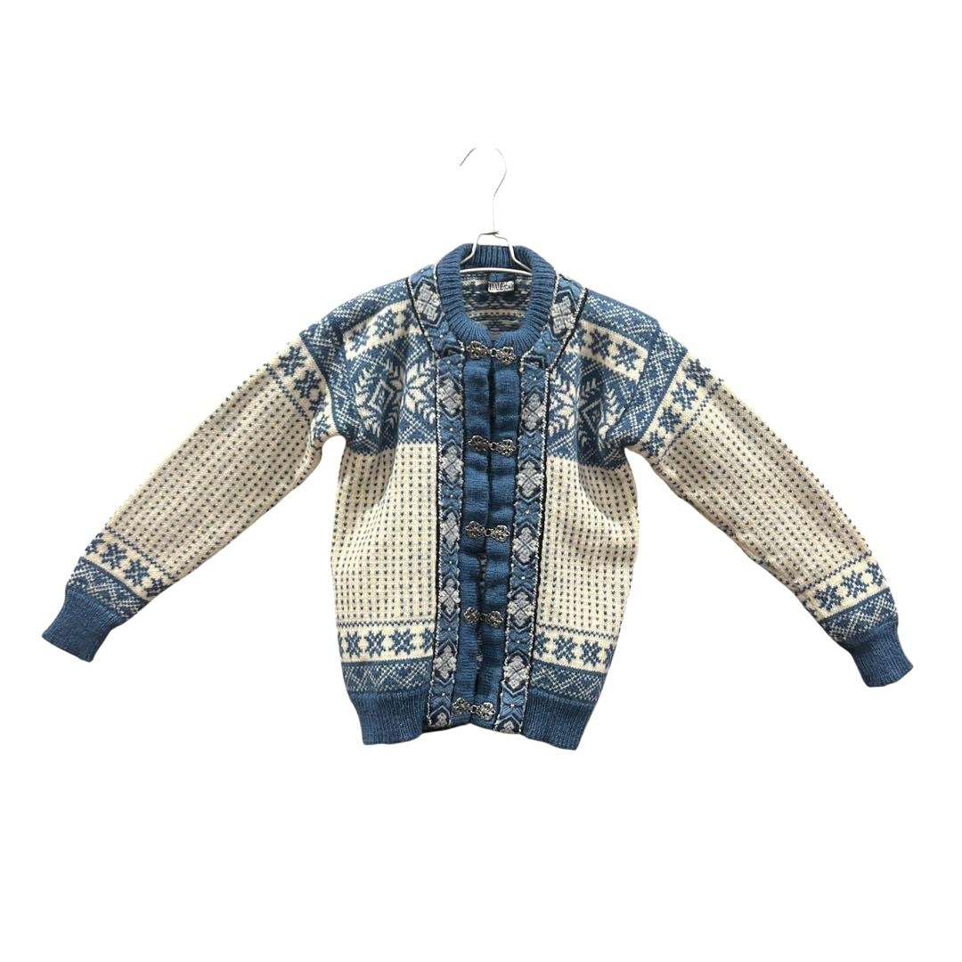 DALE OF NORWAY Nordic Cardigan Sweater Women Blue White Pure Wool Size 40 L