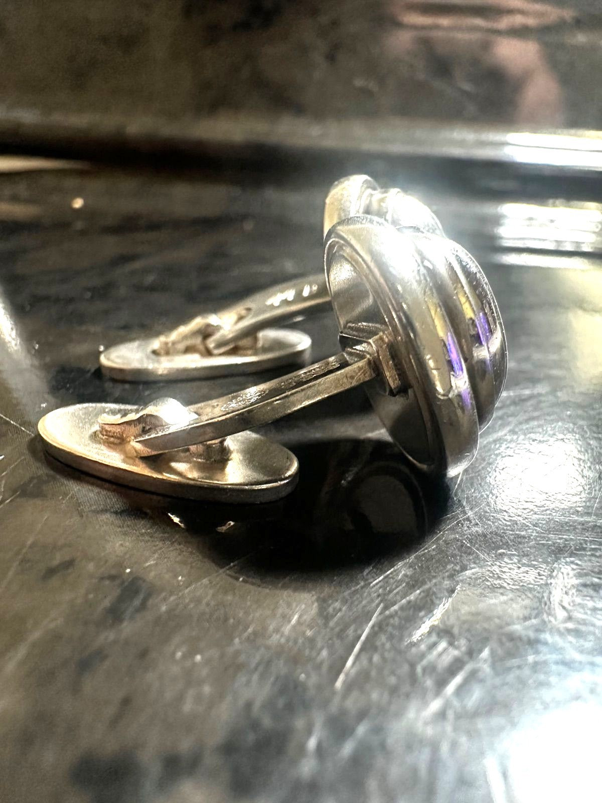 GEORG JENSEN Cufflinks Model 44B Sterling Silver 925 Dome Vintage Denmark Made