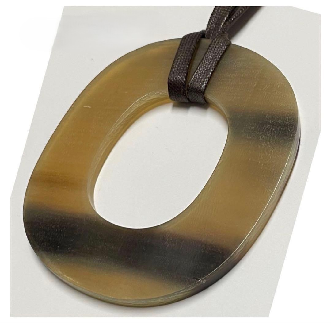 Hermes Buffalo Horn Necklace Designer Pendant Womens Jewelry Statement Accessory