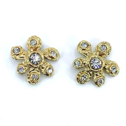 Christian Lacroix Auth Vtg Floral Stone Clip-On Earrings 4x4 cm 1.6x1.6" Used