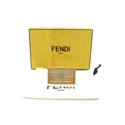 FENDI 7AS049 Zucca Logo Compact Mirror Gold Tone Plastic Accessory Vintage
