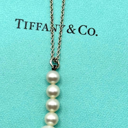 Tiffany & Co Five Pearl Sterling Silver 925 Necklace Pendant L 40cm 15.7in