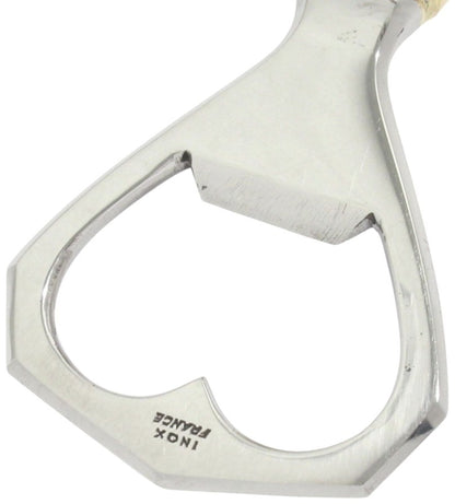 HERMES Vintage Bottle Opener Key Ring Gold Plated Silver Stainless France 4.9in