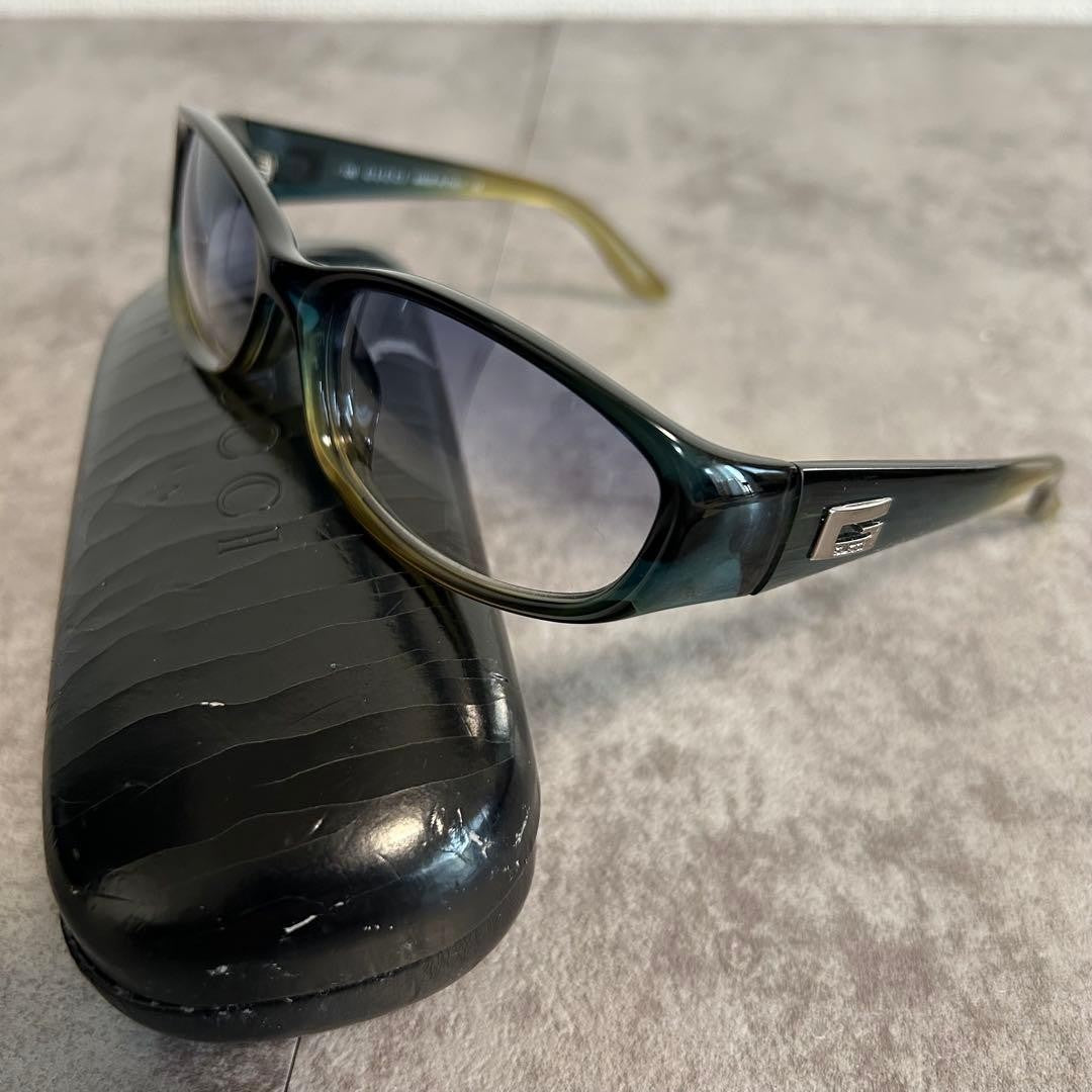 GUCCI GG2456/S Sunglasses Blue Gray Gradient Lens Olive Brown Frame Unisex