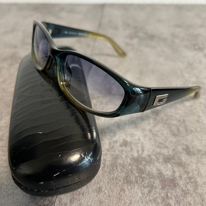 GUCCI GG2456/S Sunglasses Blue Gray Gradient Lens Olive Brown Frame Unisex