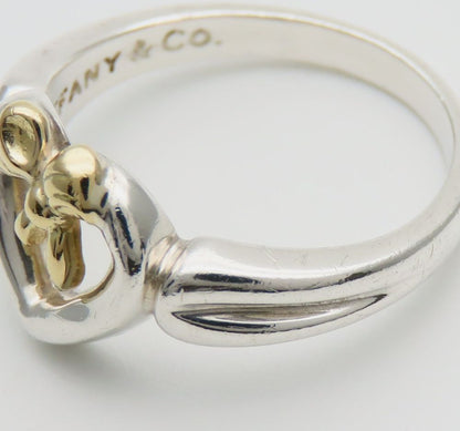 Tiffany & Co Heart Ribbon Ring Silver 925 18K Yellow Gold Combo Size US6 EU52