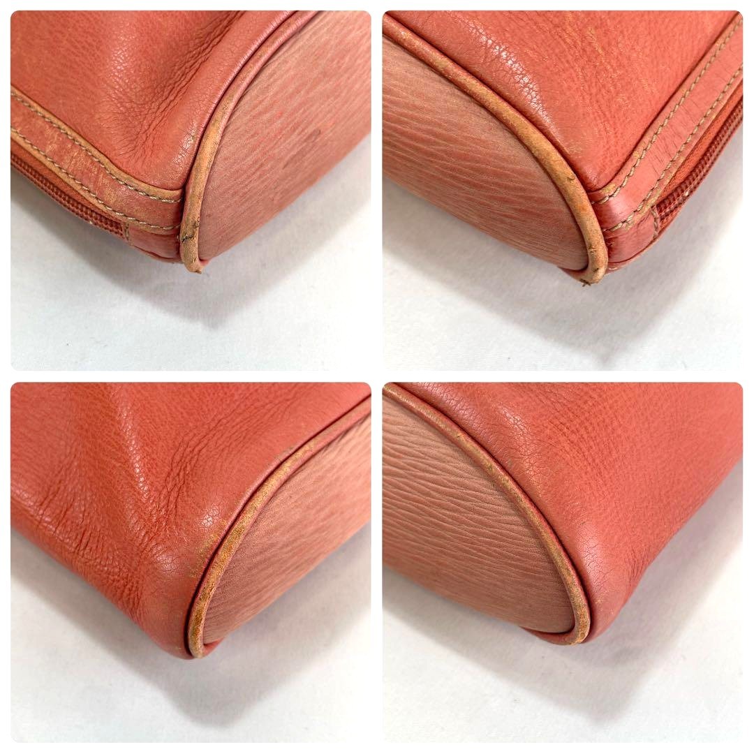 Vintage Loewe Velazquez Red Leather Gold Hardware Twist Handle Clutch Rare
