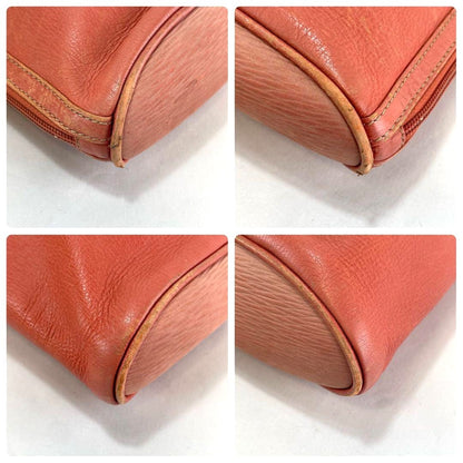 Vintage Loewe Velazquez Red Leather Gold Hardware Twist Handle Clutch Rare