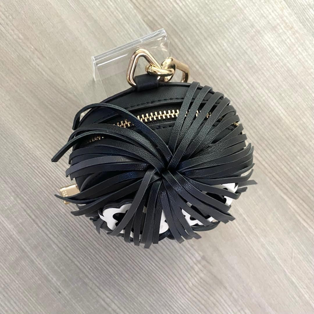 Kate Spade New York Shaggy 3D Dog Coin Purse Black Leather Gold Hardware Limited