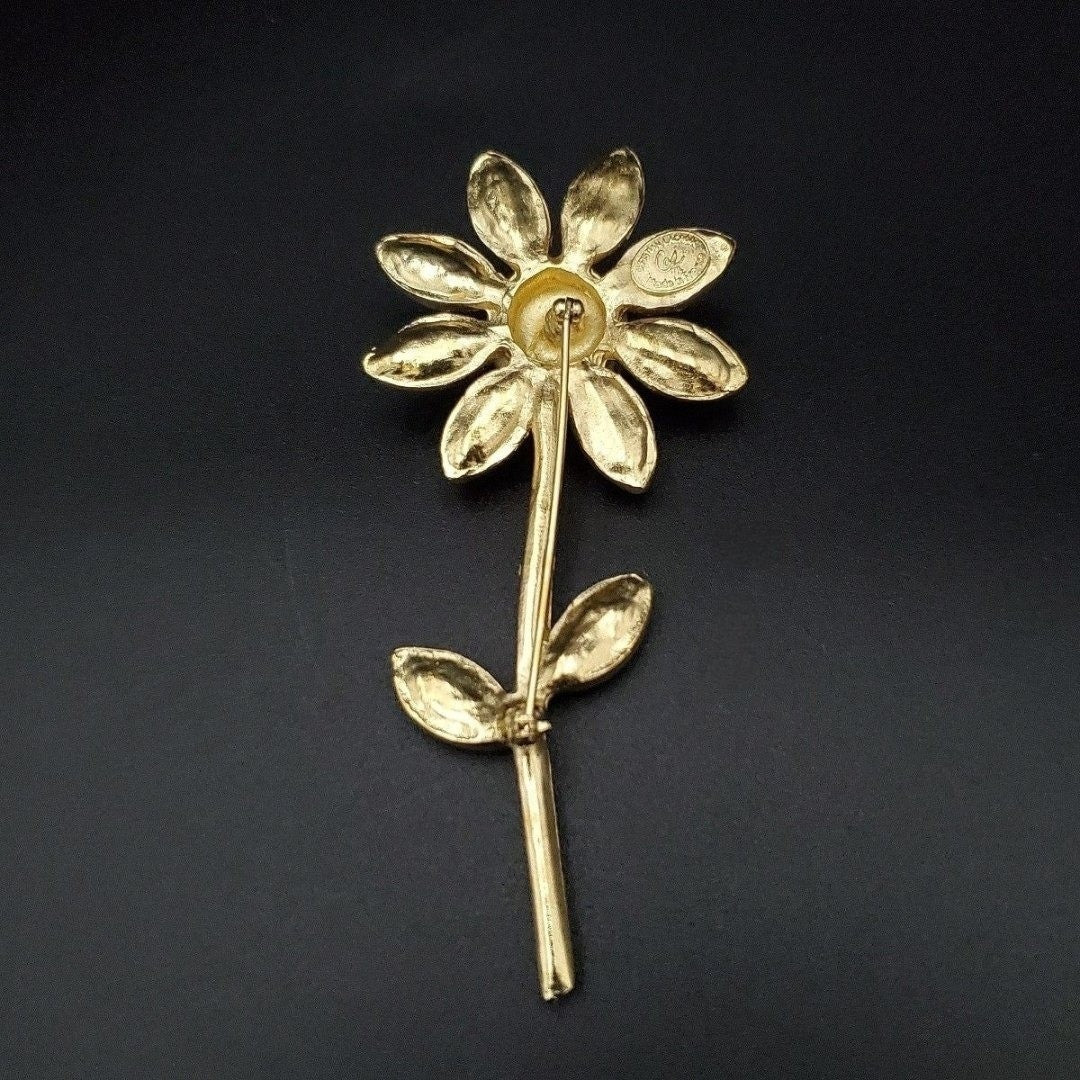 Christian Lacroix Auth Vtg Floral Brooch Aurora Rainbow Crystal Rhinestone Made