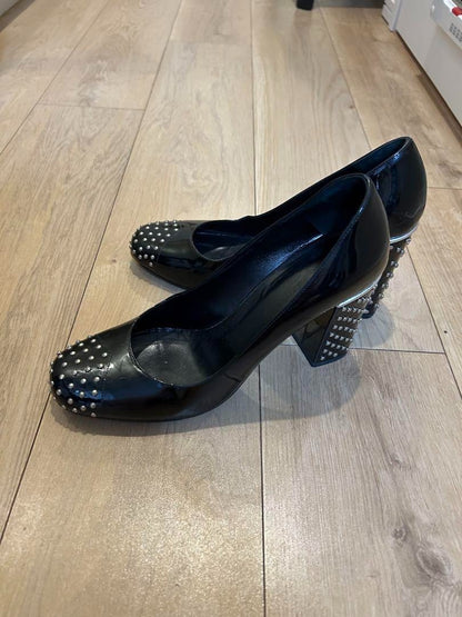 Saint Laurent YSL Studded  Black Leather Pumps Heels Size 36 US 6 Japan Used