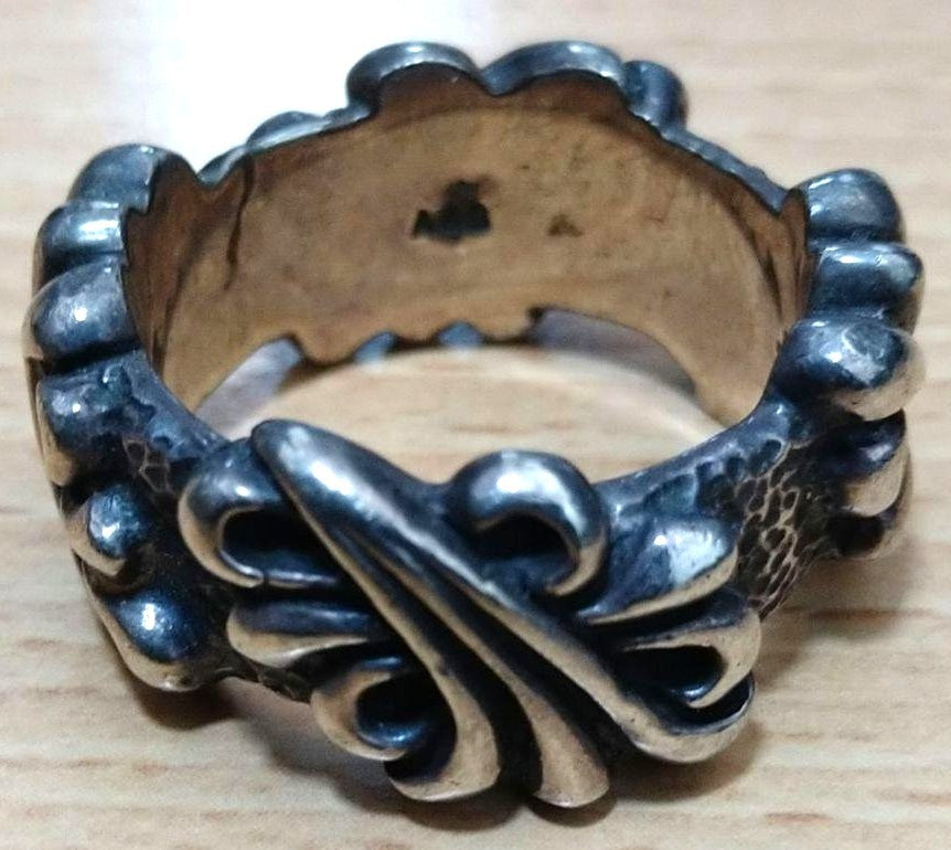 A&G Sterling Silver 925 Fleur Sculpted Band Ring Size 9.5-9.75 US Vintage Unisex