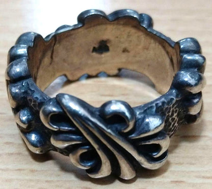 A&G Sterling Silver 925 Fleur Sculpted Band Ring Size 9.5-9.75 US Vintage Unisex