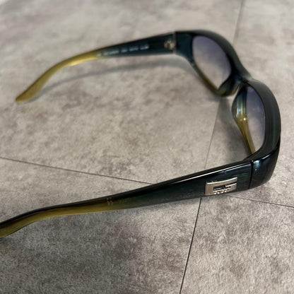 GUCCI GG2456/S Sunglasses Blue Gray Gradient Lens Olive Brown Frame Unisex