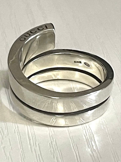 Gucci Sterling Silver 925 G Logo Spiral Snake Ring Size 61 US 9.5