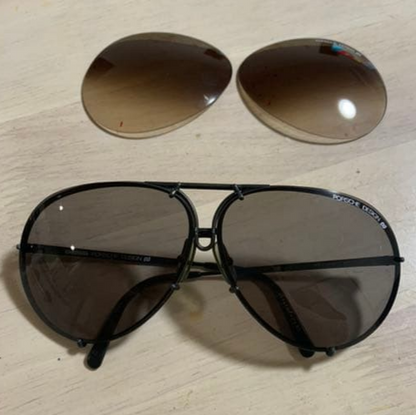 Porsche Design Carrera Vtg Sunglasses Black Metal Teardrop Lens with Case Used