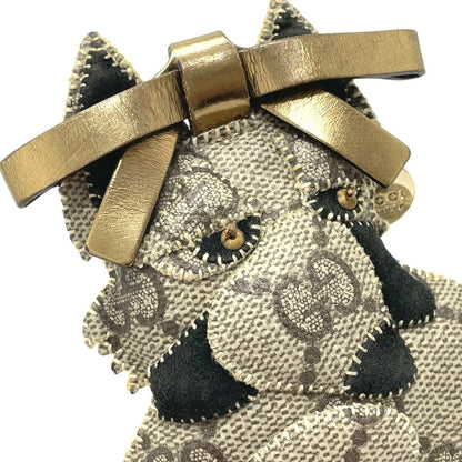 Gucci Auth Guccioli German Shepherd Dog GG Supreme Canvas Key Charm Beige Used