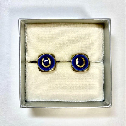 Georg Jensen x Royal Copenhagen Cufflinks Silver 925 Porcelain Horseshoe Denmark