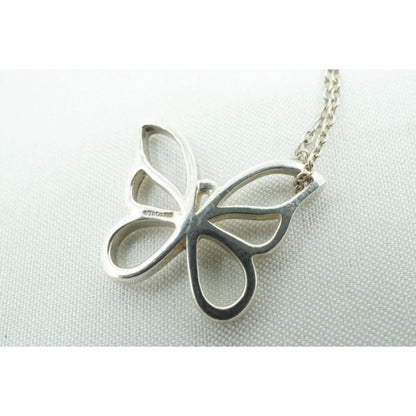 Tiffany & Co Sterling Silver 925 Butterfly Papillon Pendant Necklace L46cm 18.1"