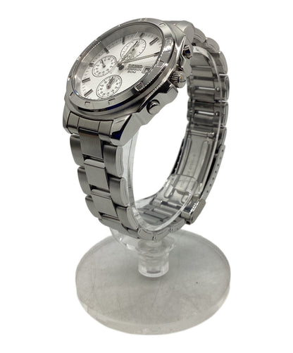 SEIKO Chronograph 7T92-0CA0 Mens Watch White Dial Stainless Steel Quartz 50M