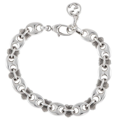 GUCCI Silver 925 Multicolor Flower GG Bracelet Bangle Double G L 16cm 6.3in