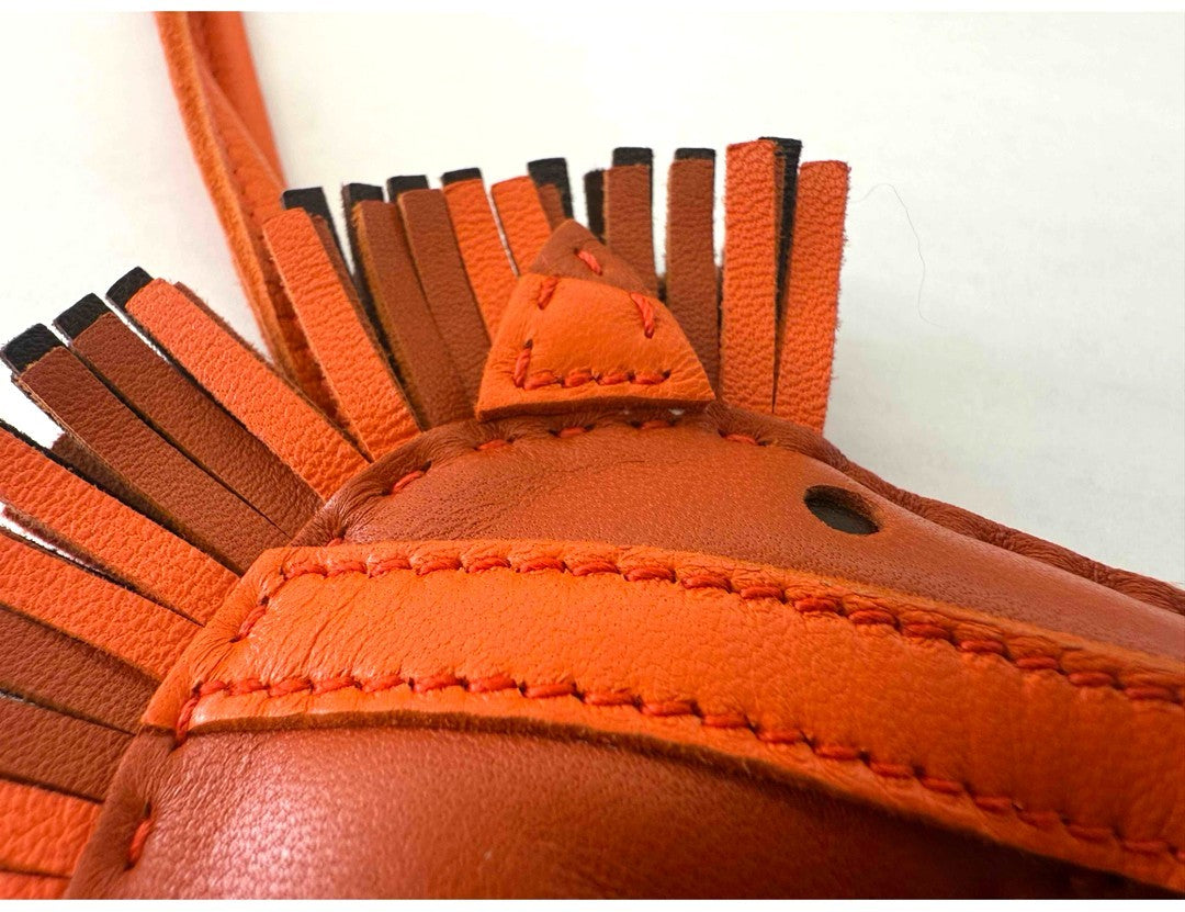 Hermes Gigi Savane Horse Bag Charm Orange Carnelian Leather Authentic France