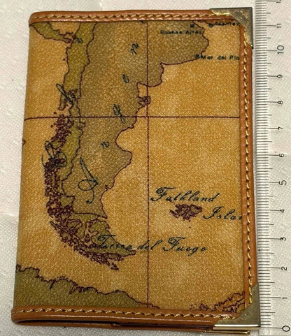 Prima Classe Alviero Martini Notebook Cover Case Geo Map Print Leather Italy