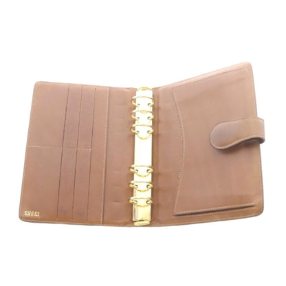 GUCCI Agenda Notebook Cover Leather Brown Day Planner Case Made in Italy 6-Ring